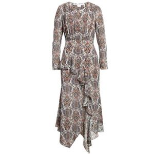 VERONICA BEARD Sazan Long Sleeve Handkerchief Hem Paisley Dress Size 0